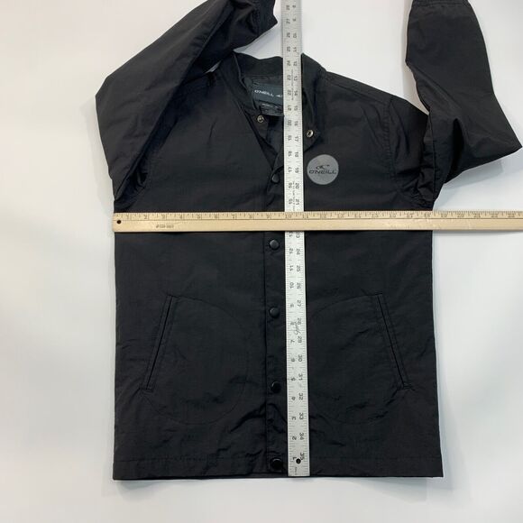 O'neill Jacket Boys M Medium Black Snap Button Lightweight Water Resistant Nylon - Picture 8 of 12